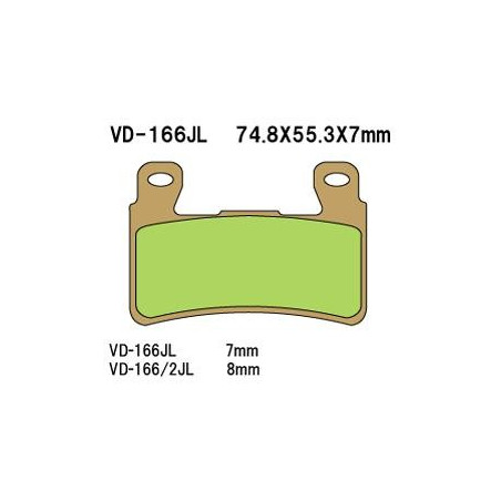 VESRAH stabdžių kaladėlės KH265 / KH296 Metalic sinter (auksinės spalvos) HONDA CBR / VTR priekis (7mm) (MADE IN JAPAN)