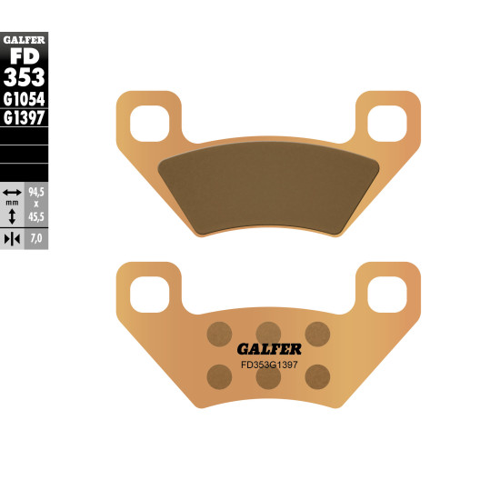 GALFER brake pads KH395 Metalic sinter (gold color) ATV ARCTIC CAT 250 / 300 / 400 / 454 / 500 / 650 / 700, KYMCO