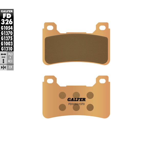 GALFER brake pads KH390 Metalic sinter (gold color) STREET front (HONDA CBR 600RR '05-'16, CBR 1000RR '04-16, VF