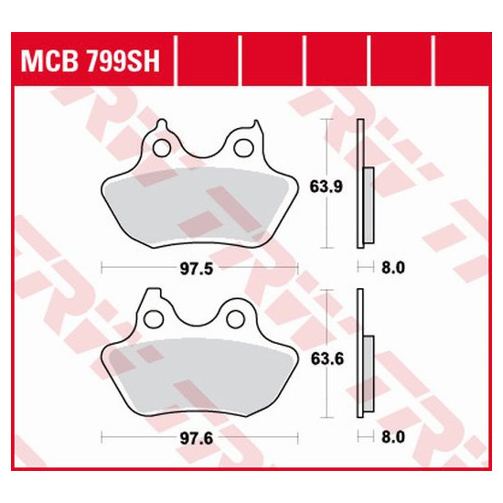 TRW LUCAS brake pads KH434 SINTER STREET HARLEY DAVIDSON 1450 / 1584 / 1800 06-10, rear