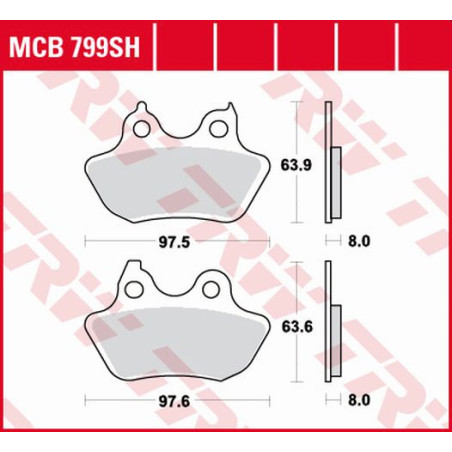 TRW LUCAS brake pads KH434 SINTER STREET HARLEY DAVIDSON 1450 / 1584 / 1800 06-10, rear