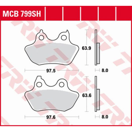 TRW LUCAS stabdžių kaladėlės KH434 SINTER STREET HARLEY DAVIDSON 1450 / 1584 / 1800 06-10, galas