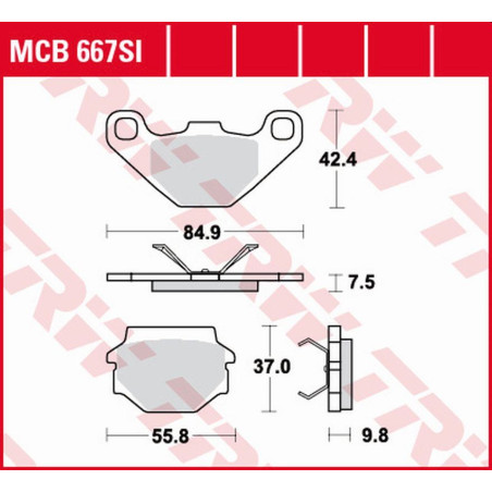 TRW LUCAS ZF stabdžių kaladėlės KH067 SINTER OFFROAD APRILIA MX 125 '03-'07, RX 125 '00-'01, CAGIVA WMX 125 '89-, galas