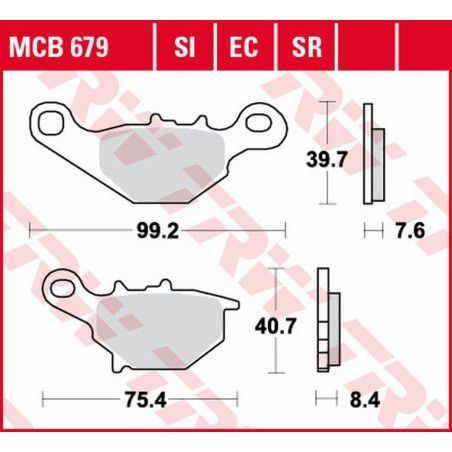 TRW LUCAS ZF stabdžių kaladėlės KH230 SINTER OFFROAD KAWASAKI KLX 125 '03-'06, KMX 125 '99-'03, SUZUKI TR 50 '97-'00, UG 110 '98