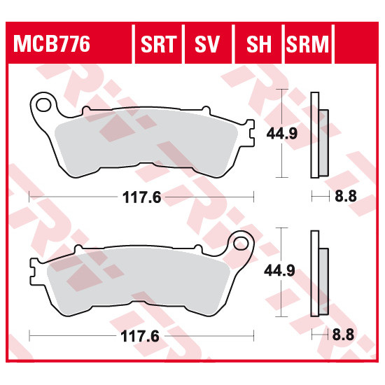 TRW LUCAS brake pads KH388 SINTER STREET HONDA CBF 500 04-08, CBF 600 04-15, NT 700 V 06-13, XL 700 V 08-13, XL 1000 V 0