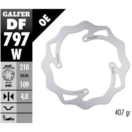 GALFER brake disc rear KTM SX 85 '11-'20, SX 150 '15-'18, FREERIDE 250 / 350 '13-, FREERIDE E '12-, WAVE (210X106X4mm)