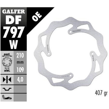 GALFER stabdžių diskas galas KTM SX 85 '11-'20, SX 150 '15-'18, FREERIDE 250 / 350 '13-, FREERIDE E '12-, WAVE (210X106X4mm)