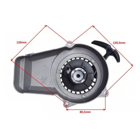 Mini motociklo užvedimo mechanizmas su dangteliu