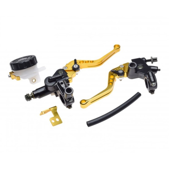 Gold-colored universal brake and clutch lever set