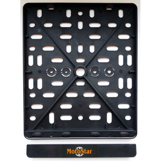 Motorcycle license plate frame with Motostar logo 185x210mm