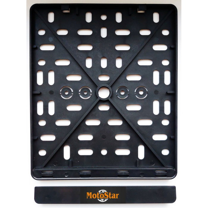 Motorcycle license plate frame with Motostar logo 185x210mm
