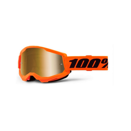 100 PROCENT STRATA 2 NEON ORANGE - MIRROR GOLD LENS akiniai veidroniu stikliuku