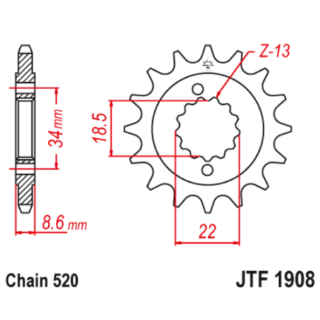 KTM DUKE 390 '13-'18, 390 RC '14-'18 front sprocket (15 teeth)