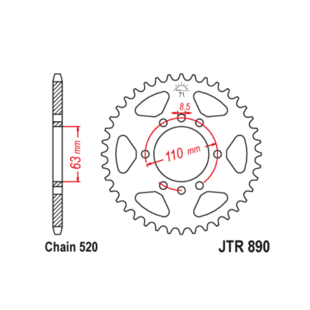 KTM 125 DUKE '14-18, 390 DUKE/RC '13-18 rear sprocket black (45 teeth)
