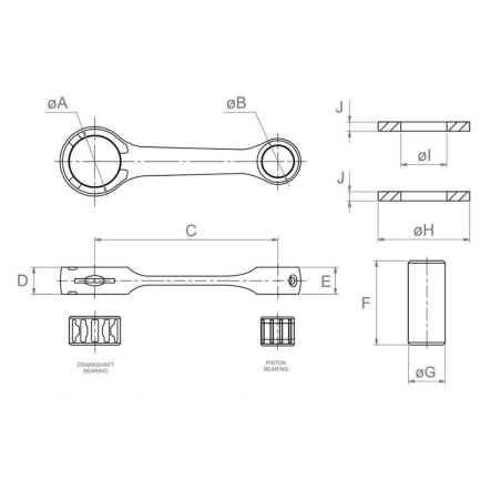 Jasil connecting rod Yamaha YZ 80 93-01 / YZ 85 02-04