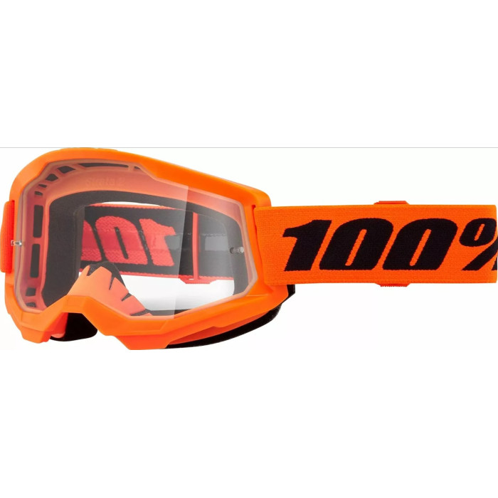100 PROCENT STRATA 2 NEON ORANGE CLEAR LENS akiniai