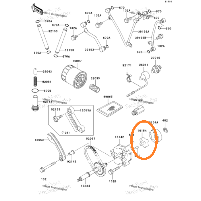 Kawasaki oil pump inner rotor (16154-2059)
