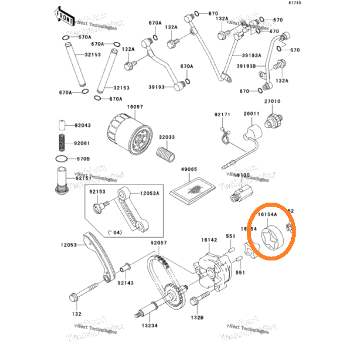 Kawasaki oil pump outer rotor (16154-2060)