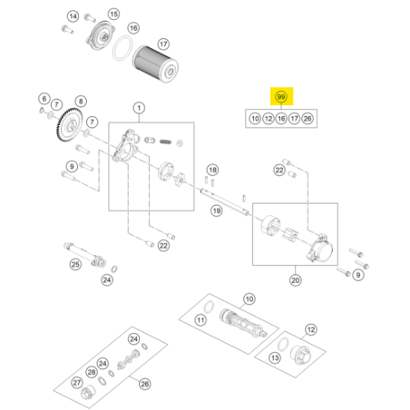 KTM tepalo filtro komplektas (service kit) 90238015010