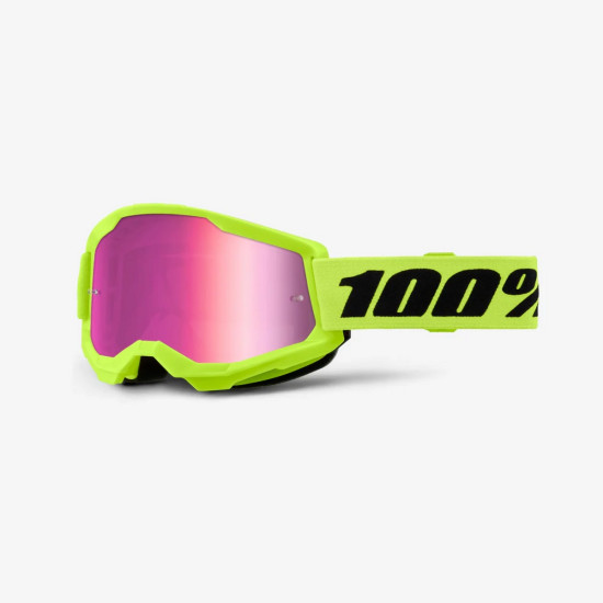 100 PERCENT STRATA 2 NEON YELLOW - MIRROR PINK LENS glasses