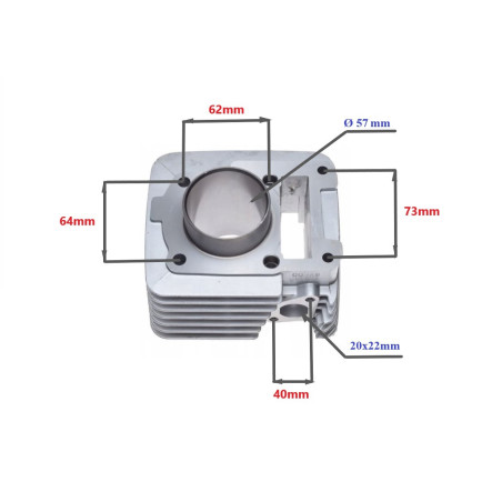 Yamaha XT, TTR, YBR 125  150cc / Ø57 / PIN Ø15 cilindro komplektas