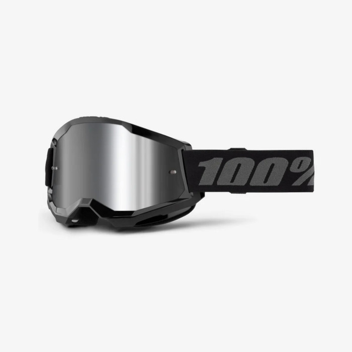 100 PROCENT STRATA 2 BLACK - MIRROR SILVER LENS akiniai