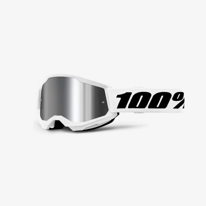 100 PROCENT STRATA 2 WHITE - MIRROR SILVER LENS akiniai