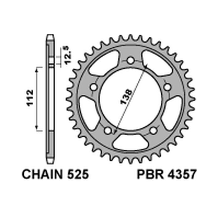 PBR rear sprocket 4357 48C45 HONDA XL 1000V VARADERO 99-13 (+1) (JTR1304.48)