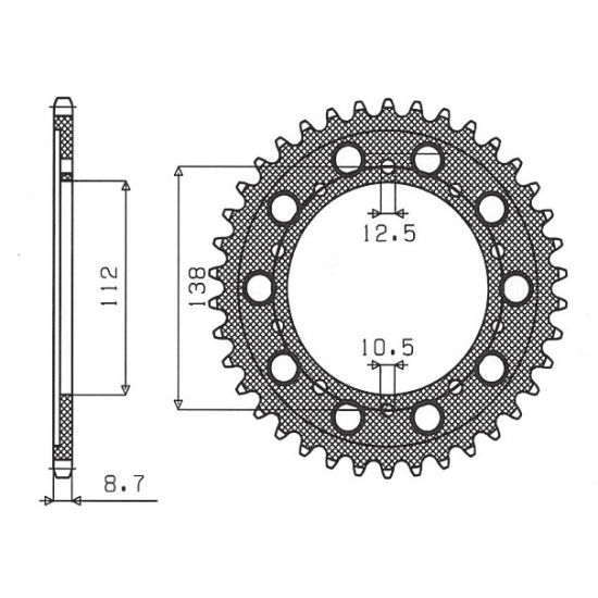 SUNSTAR galinė žvaigždė 4448 39 / 408 39 HONDA CB 1300 '03-'13, CB 1100 '13-'14 (SC54) (JTR1871.39) (JTR302.39) (žingsnis 530) (