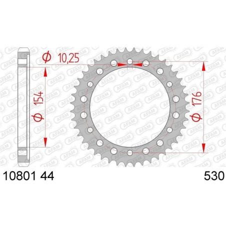AFAM galinė žvaigždė 4434 44 HONDA CB 1000R '08-'16 (JTR1340.44) (žingsnis 530) spalva juoda