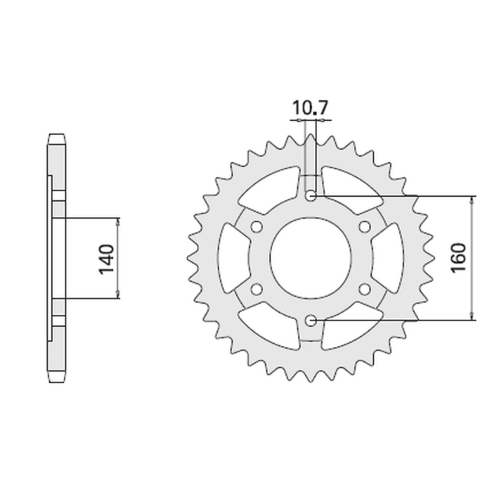 CHT rear sprocket 502 45 (A4150502450) HONDA XR 350, KAWASAKI GPX
