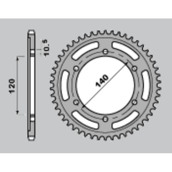 JR rear sprocket 498 45 KAWASAKI ZZR 600 '90-'06, VN 800 VULCAN '95-'06, TL 1000R/S '97-'02, GSX 1300R HAYABUSA '99-'07, GSX-R