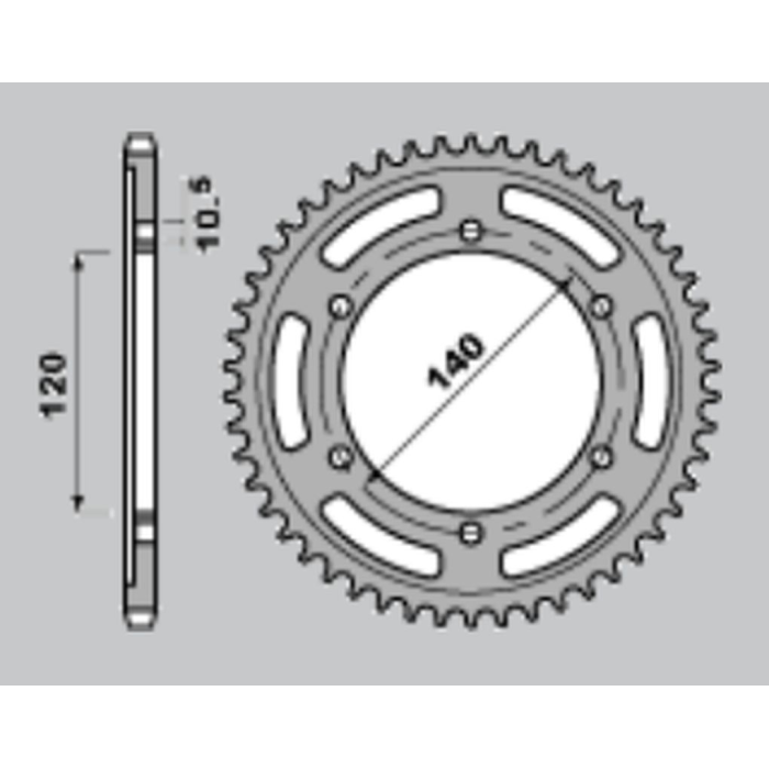 JR rear sprocket 498 45 KAWASAKI ZZR 600 '90-'06, VN 800 VULCAN '95-'06, TL 1000R/S '97-'02, GSX 1300R HAYABUSA '99-'07, GSX-R