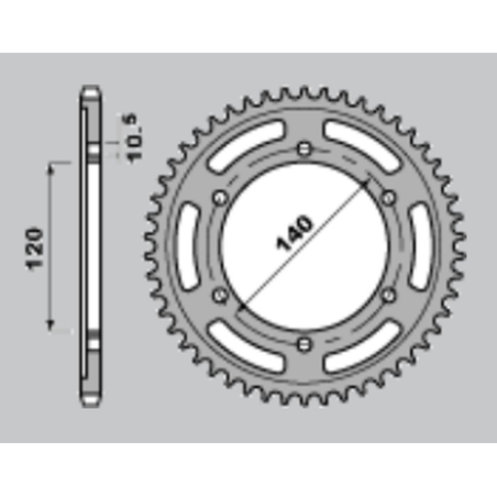 JR rear sprocket 498 45 KAWASAKI ZZR 600 '90-'06, VN 800 VULCAN '95-'06, TL 1000R/S '97-'02, GSX 1300R HAYABUSA '99-'07, GSX-R