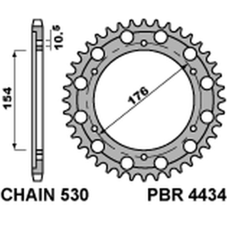 PBR galinė žvaigždė 4434 44 C45 HONDA CB 1000R (08-16) (JTR1340.44) (žingsnis 530)