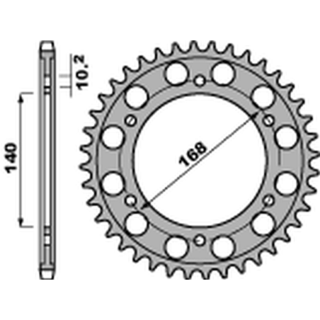 PBR galinė žvaigždė 4613 47 C45 BMW F 650GS '09-'11, F 800GS/R '09-'20, F 700GS '13-'18 (skylė varžtui 10,5mm) (JTR3.47) (žingsn