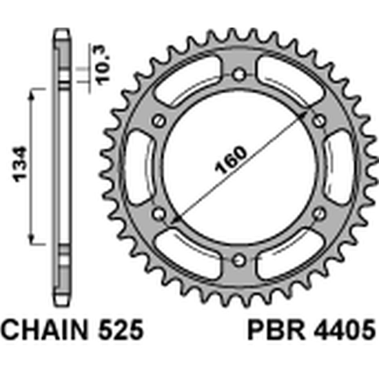 PBR rear sprocket 4405 47 C45 HONDA CBR 600RR '03-'15, CBR 600F '01-'19x17-'20 (JTR1307.47) (pitch 525)