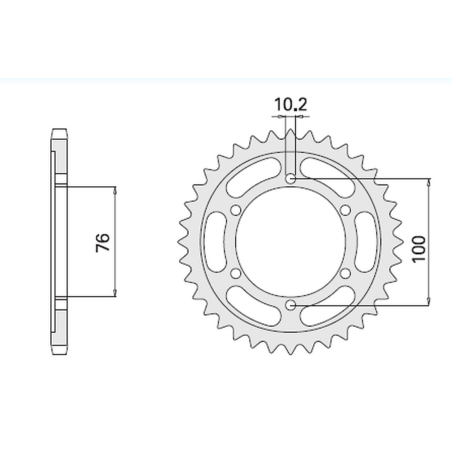 CHT galinė žvaigždė plieninė 816 48 SUZUKI GSXR1100, GSXR750 (92-95) (JTR816.48)* (žingsnis 530) - į 825 48 (816-48)