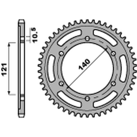 PBR rear sprocket 4433 43 C45 CAGIVA 650 RAPTOR/V RAPTOR '01-'07 (pitch 525) (STD.-2)