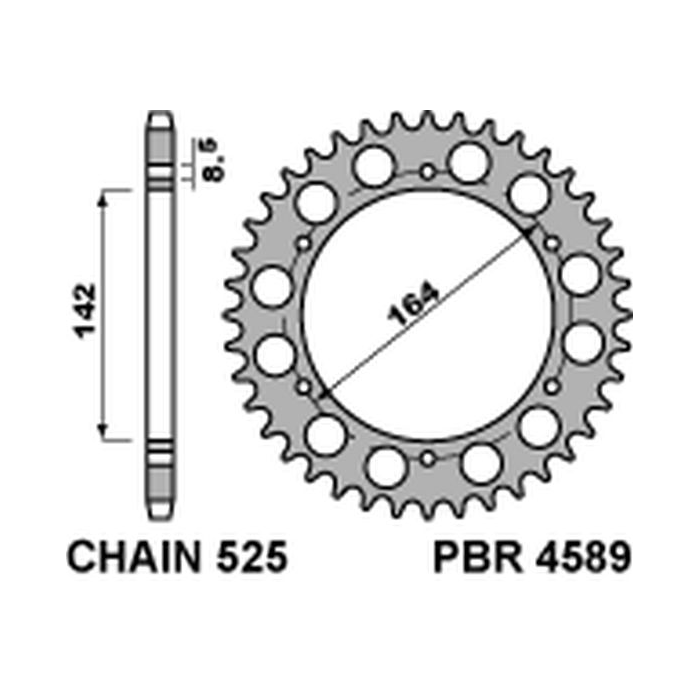 PBR rear sprocket 4589 44 C45 HYOSUNG GT 650 COMET 04-'15 (JTR1074.44) (pitch 525)
