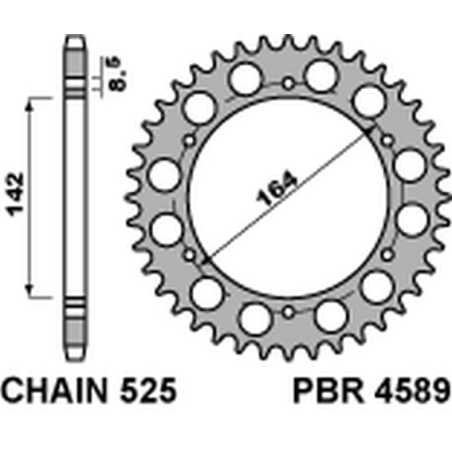 PBR rear sprocket 4589 44 C45 HYOSUNG GT 650 COMET 04-'15 (JTR1074.44) (pitch 525)