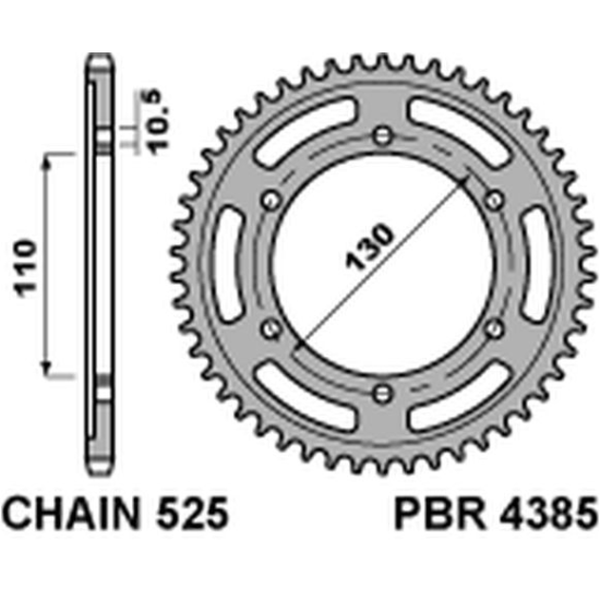 PBR rear sprocket 4385 43 C45 SUZUKI GSXR 600 (11-16), YAMAHA MT-07`14-16 (JTR1876.43) (pitch 525)