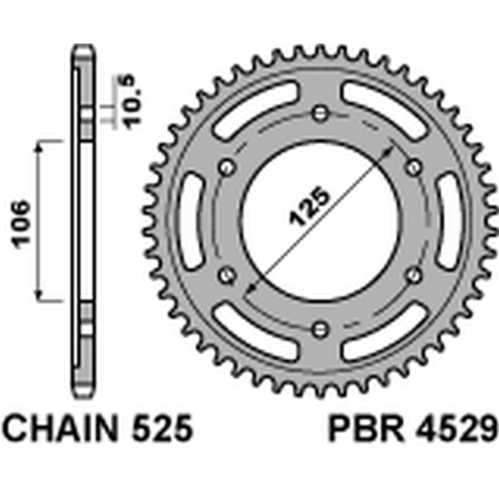 PBR rear sprocket 4529 48 C45 TRIUMPH 675 DAYTONA/ STREET TRIPLE '06-'20, BONNEVILLE/SPEEDMASTER/THRUXTON 1200 (JTR2014.48) (yel