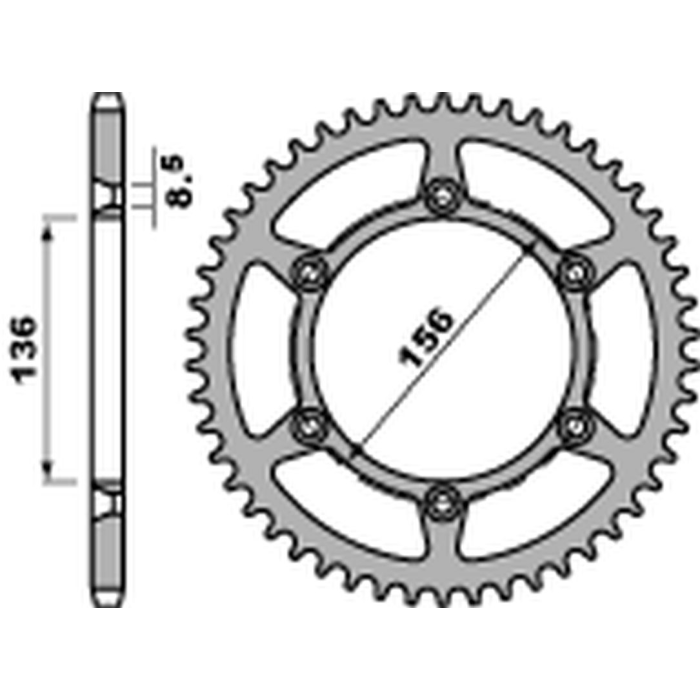 PBR rear sprocket 820 53 C45 HUSQVARNA SM/SMS 630 '10-'11, SUZUKI DR 250/350 '90-'95 (JTR822.53) (pitch 520)