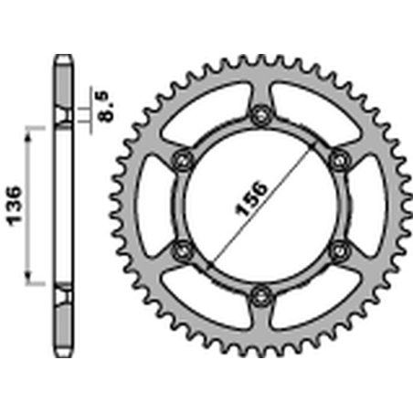 PBR rear sprocket 820 53 C45 HUSQVARNA SM/SMS 630 '10-'11, SUZUKI DR 250/350 '90-'95 (JTR822.53) (pitch 520)