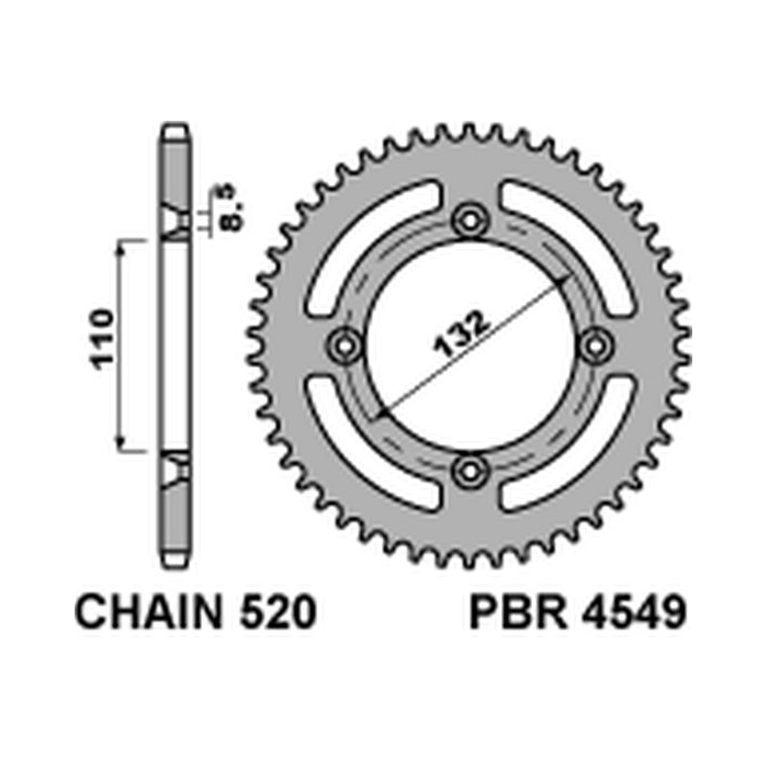 PBR rear sprocket 4549 46 KTM 250 FREERIDE (14-'20) 350 '12-'17