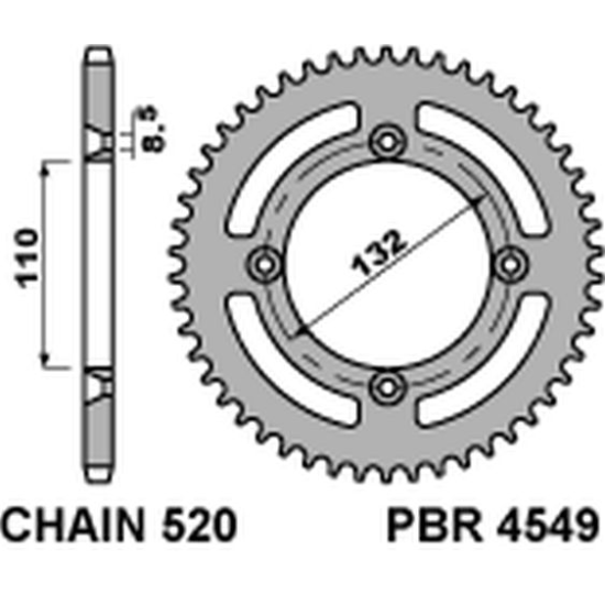 PBR rear sprocket 4549 48 KTM 350 FREERIDE (14-'20) 350 '12-'17