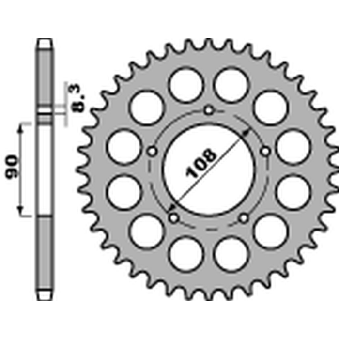 PBR rear sprocket 1022 42 C45 DUCATI 500 DESMO/ SL '79-'84, 750 F1 '85-'88, 900 S2 '83-'85, CAGIVA 350/650 ALAZZURRA SPORTS '8