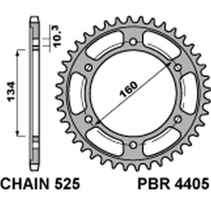 PBR rear sprocket 4405 43 C45 HONDA CBR 600RR '03-'15, CBR 600F '01-'19x17-'20 (JTR1307.43) (pitch 525) JTR1317.43