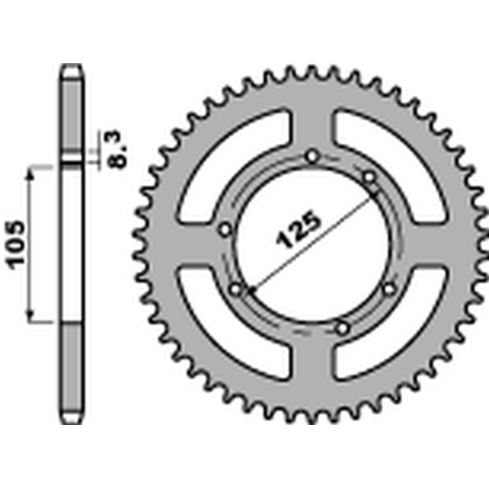 PBR rear sprocket 4513 50 C45 YAMAHA YZF 125R '08-'20, MT-125 '15-'20 (JTR1844.50) (step 428)